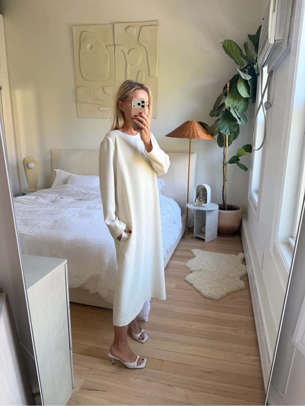 Theory Midi Cream Dress Size Small